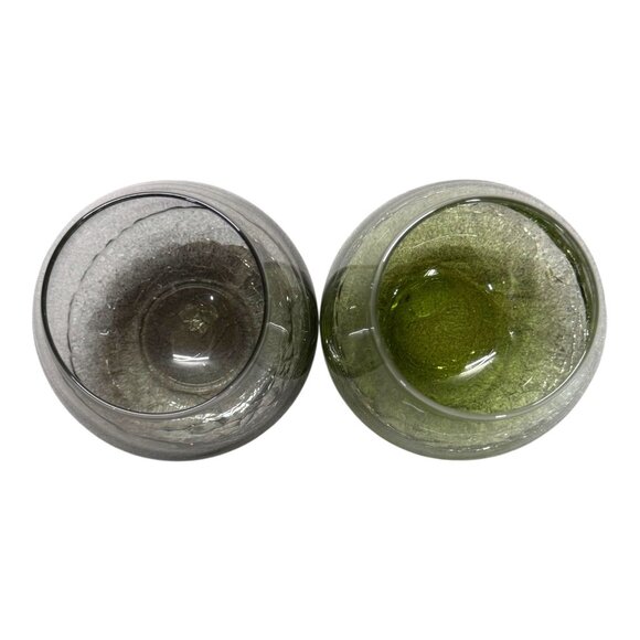 Pier 1 One Green Gray Crackle Glass Stemless Wine Glass Retired Replacement - Picture 2 of 4